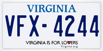VA license plate VFX4244