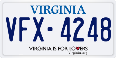 VA license plate VFX4248