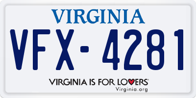 VA license plate VFX4281