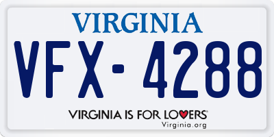 VA license plate VFX4288