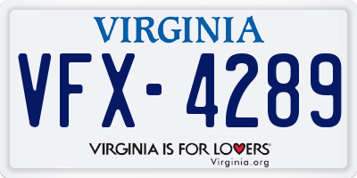 VA license plate VFX4289