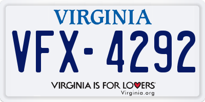 VA license plate VFX4292