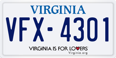 VA license plate VFX4301