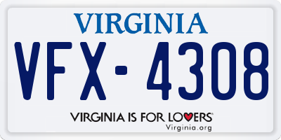 VA license plate VFX4308