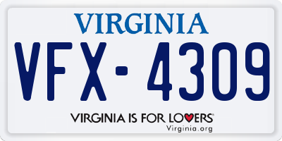 VA license plate VFX4309