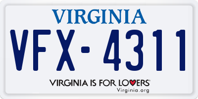 VA license plate VFX4311