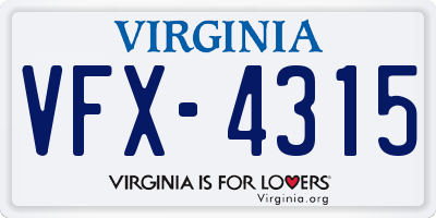 VA license plate VFX4315