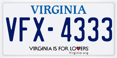 VA license plate VFX4333