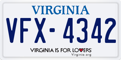 VA license plate VFX4342