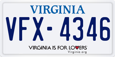 VA license plate VFX4346