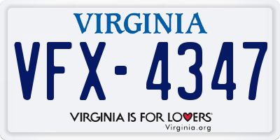 VA license plate VFX4347