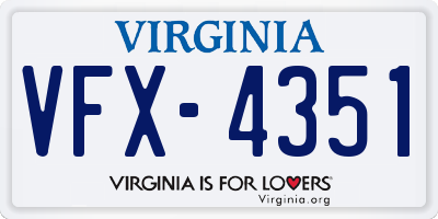 VA license plate VFX4351