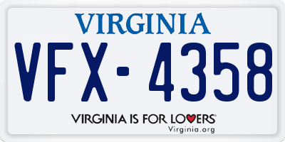 VA license plate VFX4358