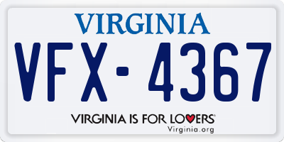 VA license plate VFX4367