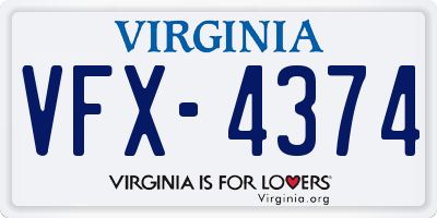 VA license plate VFX4374