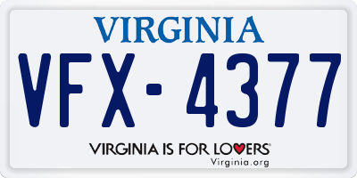 VA license plate VFX4377