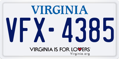 VA license plate VFX4385