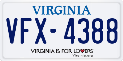 VA license plate VFX4388