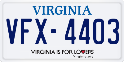 VA license plate VFX4403