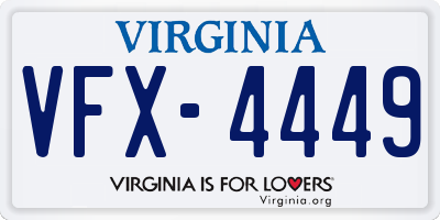 VA license plate VFX4449