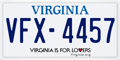 VA license plate VFX4457