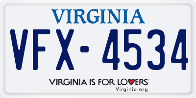 VA license plate VFX4534