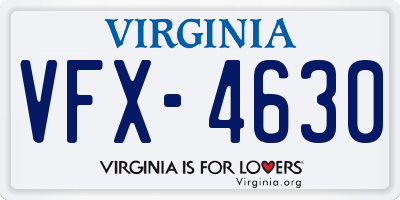 VA license plate VFX4630
