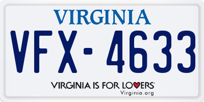 VA license plate VFX4633