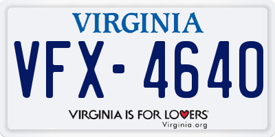 VA license plate VFX4640