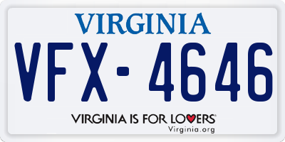 VA license plate VFX4646