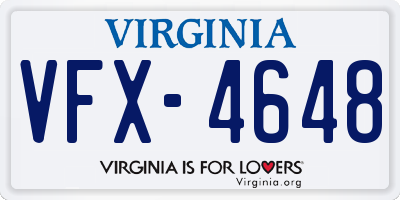 VA license plate VFX4648