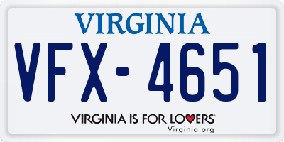 VA license plate VFX4651