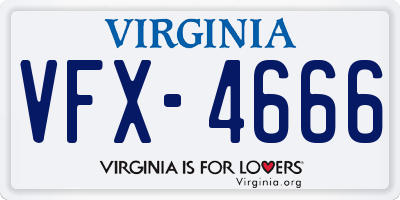 VA license plate VFX4666