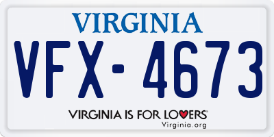 VA license plate VFX4673