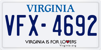 VA license plate VFX4692