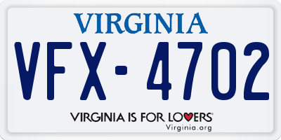 VA license plate VFX4702