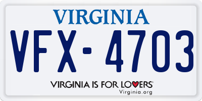 VA license plate VFX4703