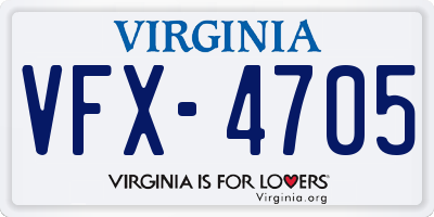 VA license plate VFX4705