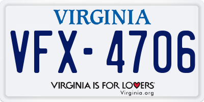 VA license plate VFX4706