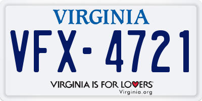 VA license plate VFX4721