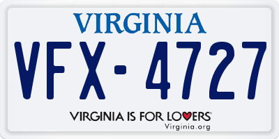 VA license plate VFX4727