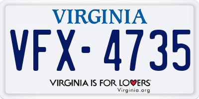 VA license plate VFX4735