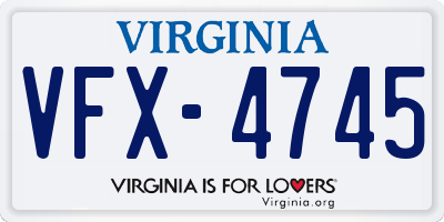 VA license plate VFX4745