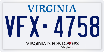 VA license plate VFX4758