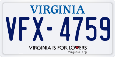 VA license plate VFX4759
