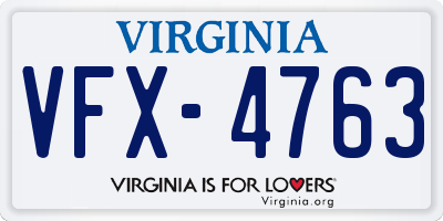 VA license plate VFX4763