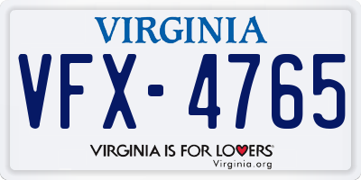 VA license plate VFX4765