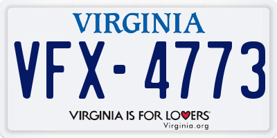 VA license plate VFX4773