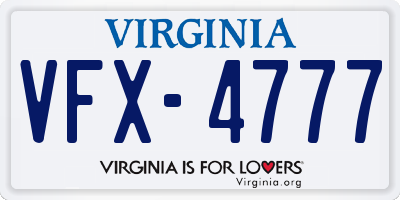 VA license plate VFX4777