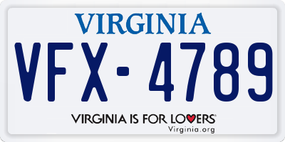 VA license plate VFX4789
